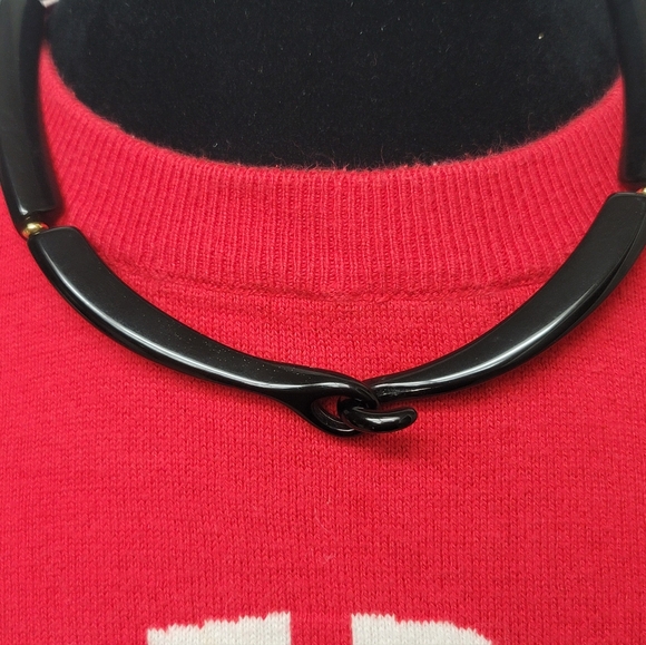 Lucite Black Collar Choker Necklace - Vintage, Estate - Picture 6 of 8